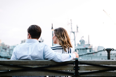 Couple looking the sea