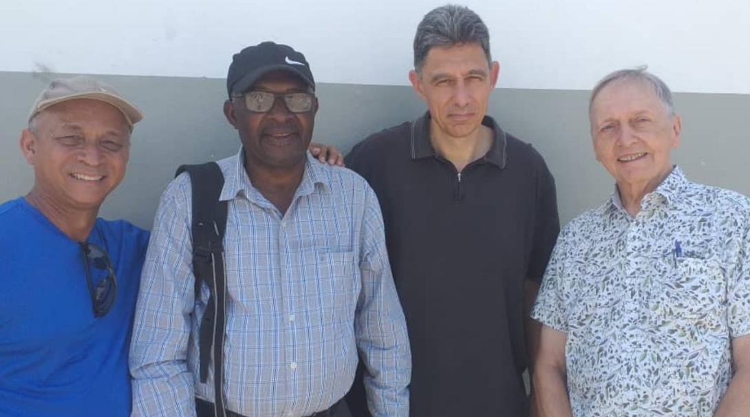  André Weis, Etienne de Villemeur and members of the Focolare Movement at  the Haiti's Mariapolis